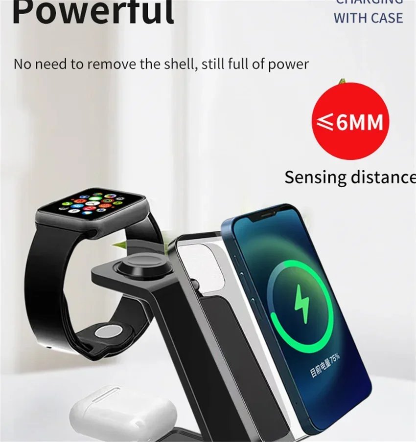 30W 3 In 1 Wireless Charger  Stand Dock For iPhone 15 14 13 12 11 XS Apple Watch 8 7 AirPods  Induction Fast Charging Station