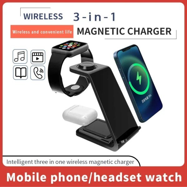 30W 3 In 1 Wireless Charger  Stand Dock For iPhone 15 14 13 12 11 XS Apple Watch 8 7 AirPods  Induction Fast Charging Station - Image 5