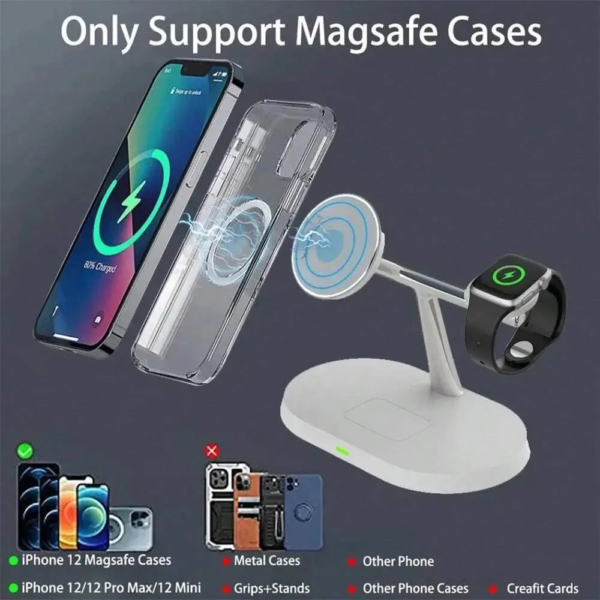 40W 3in1 Wireless Charger Stand Magnetic For iPhone 12 13 14 15 Fast Charging Station for Apple Watch 9 8 7 6 5 Airpods 2 3 Pro - Image 6