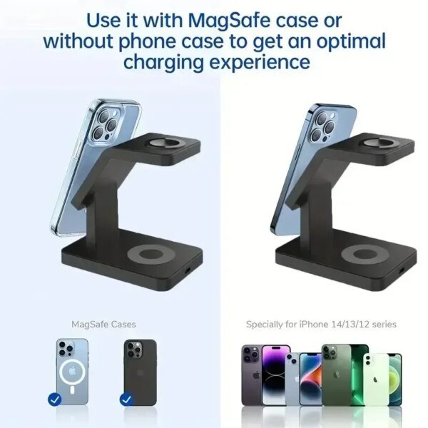 3 In 1 Magnetic Wireless Charger Stand for iPhone 15 14 13 12 Pro Max Apple Watch 1-8 AirPods Macsafe Fast Charging Station Dock - Image 3