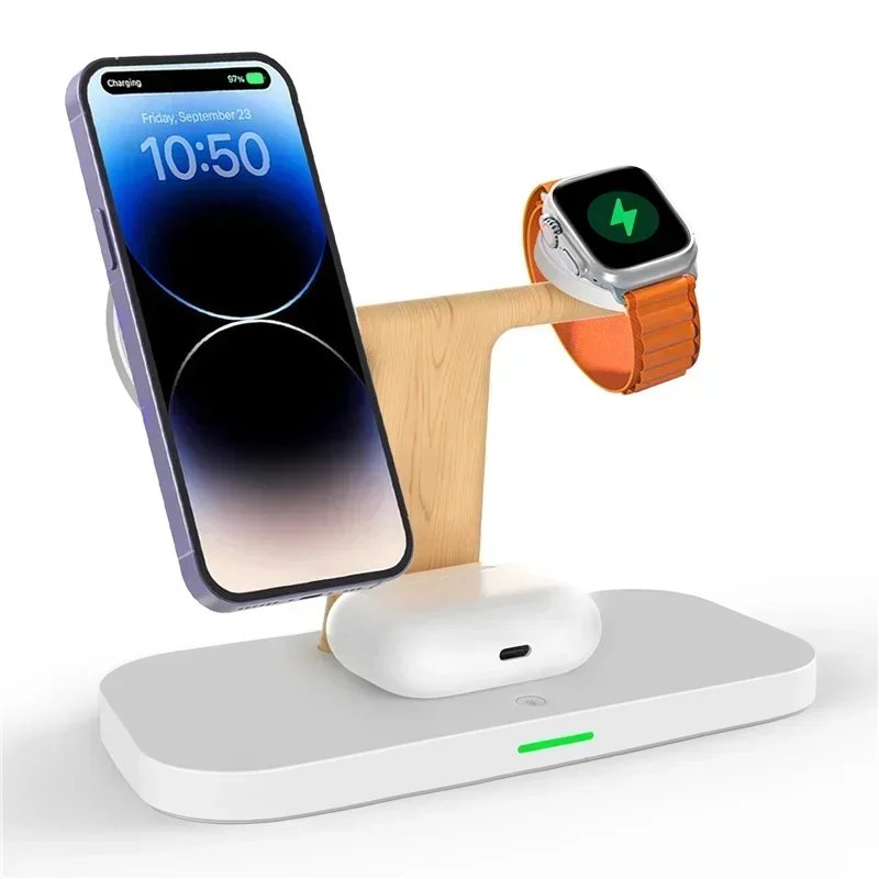 4 in 1 Magnetic Wireless Charger Stand for iPhone 16 15 14 13 Pro Max Apple Watch 1-9 AirPods Fast Charging Station Phone Holder