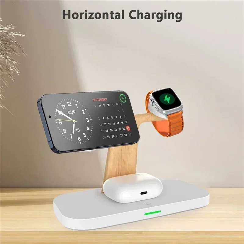 4 in 1 Magnetic Wireless Charger Stand for iPhone 16 15 14 13 Pro Max Apple Watch 1-9 AirPods Fast Charging Station Phone Holder