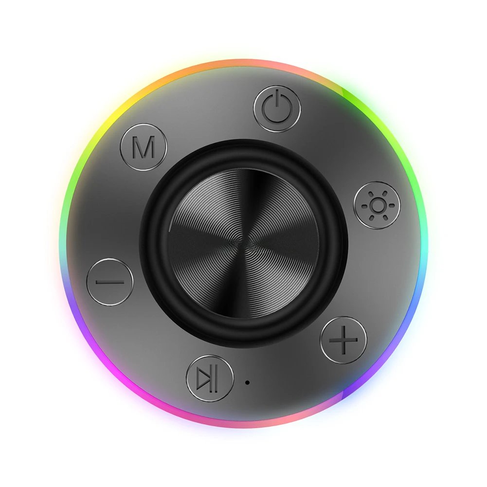 Waterproof Shower Speaker with Suction Cup/RGB Light Bluetooth-Compatible 5.2 Portable Speaker for Party/Outdoor/Bathroom/Travel