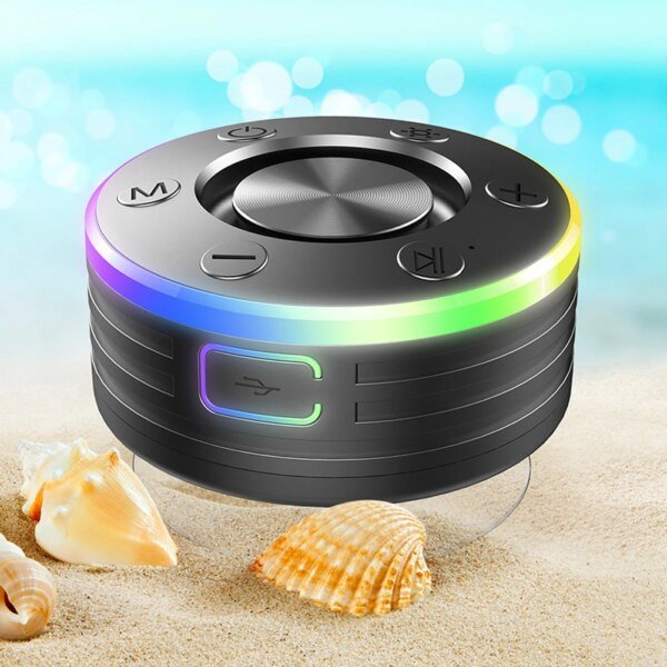 Waterproof Shower Speaker with Suction Cup/RGB Light Bluetooth-Compatible 5.2 Portable Speaker for Party/Outdoor/Bathroom/Travel - Image 3