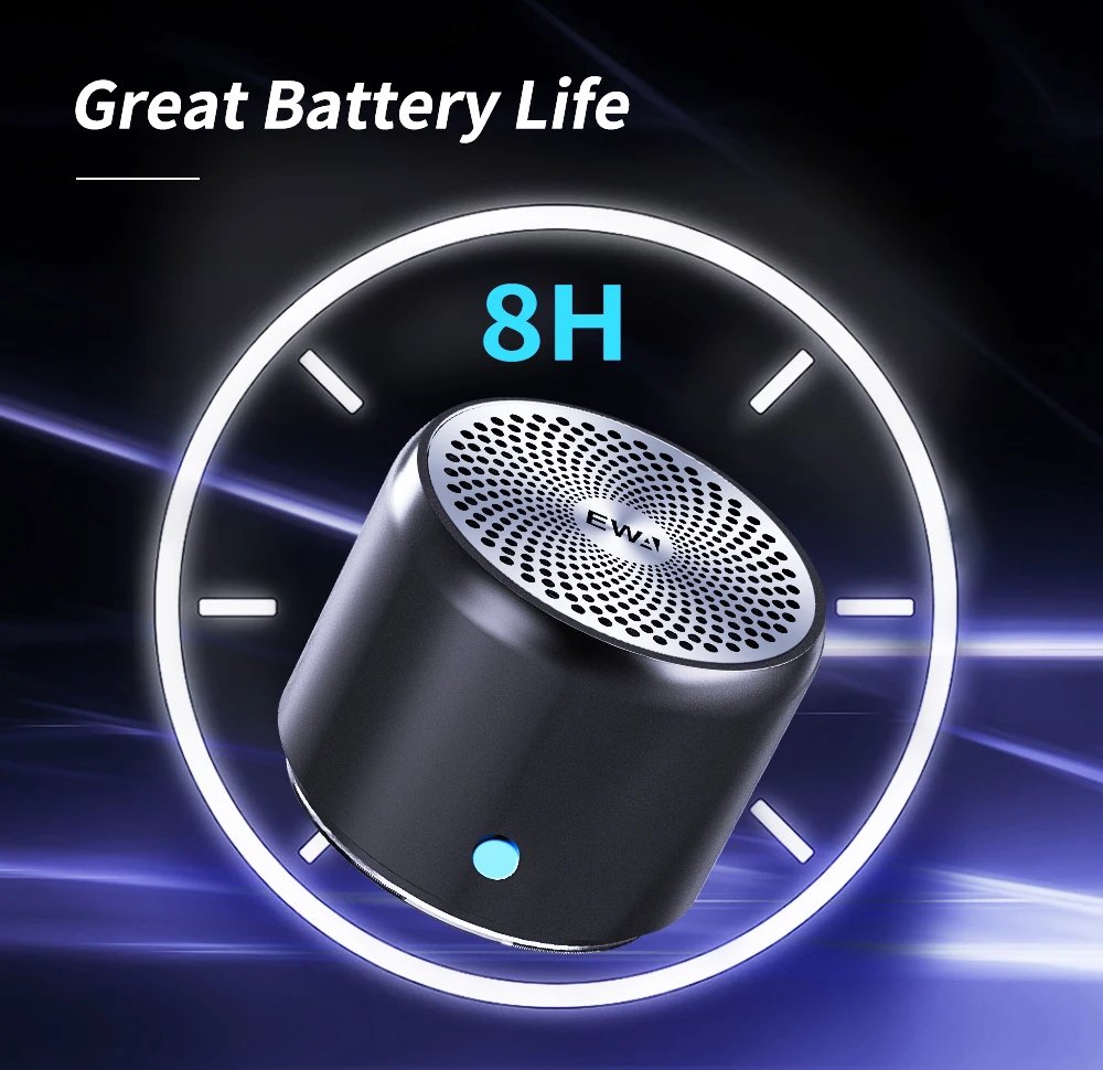 EWA A106 Pro Mini Bluetooth Speaker with Custom Bass Radiator, IPX7 Waterproof, Super Portable Speakers, Travel Case Packed