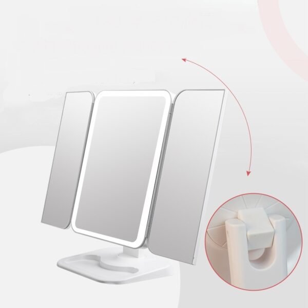 Trifold Makeup Mirror With Light 68 LED Vanity Mirrors 10X Magnifying 180Rotation - Image 4