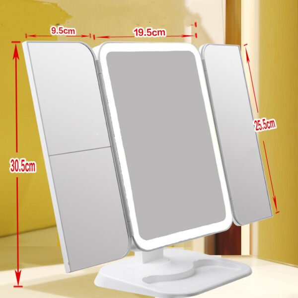 Trifold Makeup Mirror With Light 68 LED Vanity Mirrors 10X Magnifying 180Rotation - Image 7