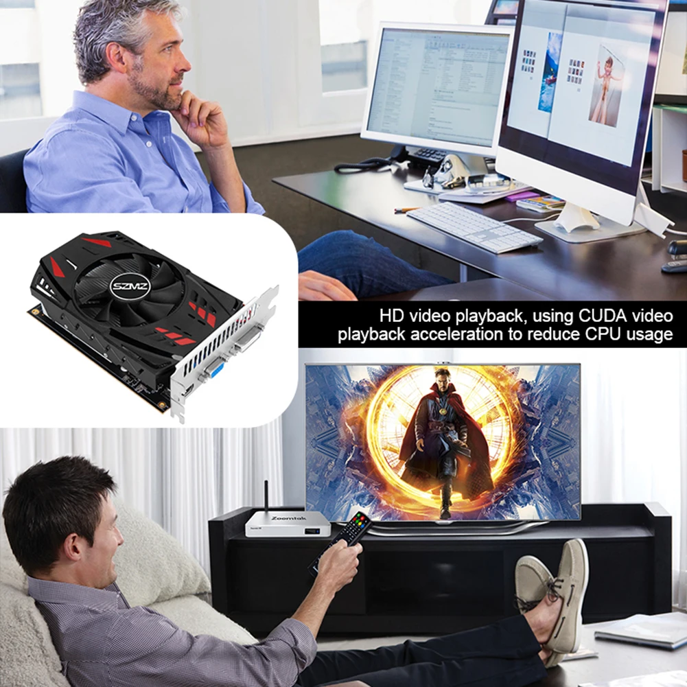 GT730 2GB Graphics Video Card 64bits HD Interface 902MHz DDR3 Display Gaming Video Card DDR3 Replacement for Office Computer