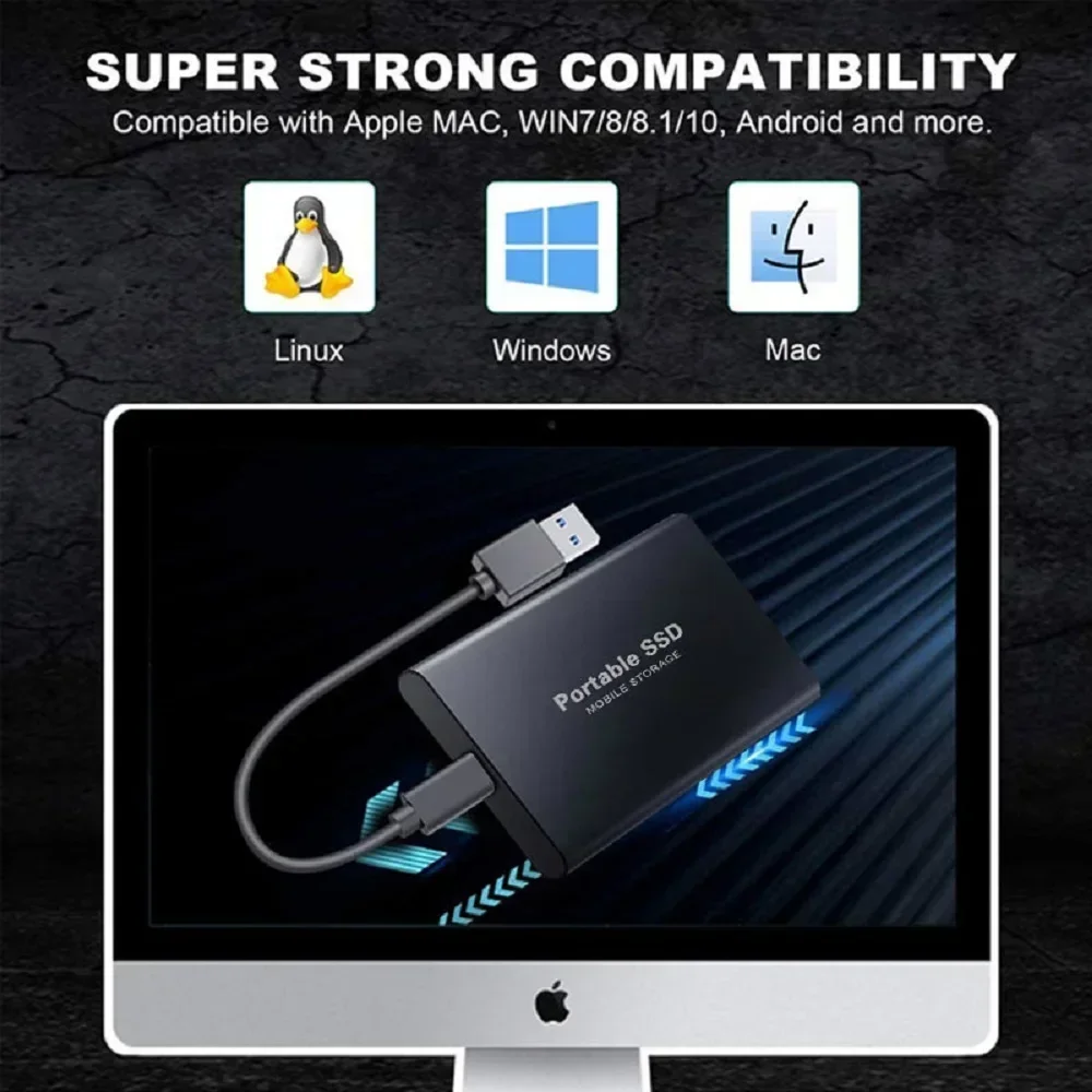 High-speed External Hard Drive 1TB 2TB 4TB Portable SSD Type-C Interface USB3.1 Hard Disk Solid State Drive for Laptop Mac