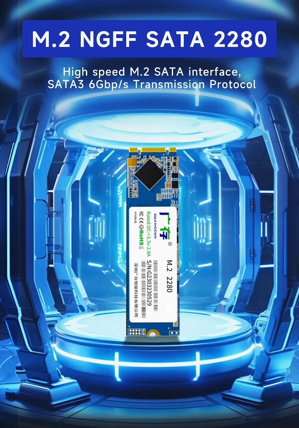 M.2 SATA III SSD SLC TLC Up to 500MB/s NGFF Internal Solid State Drive 1TB/2TB for Desktop/Mini Pcs