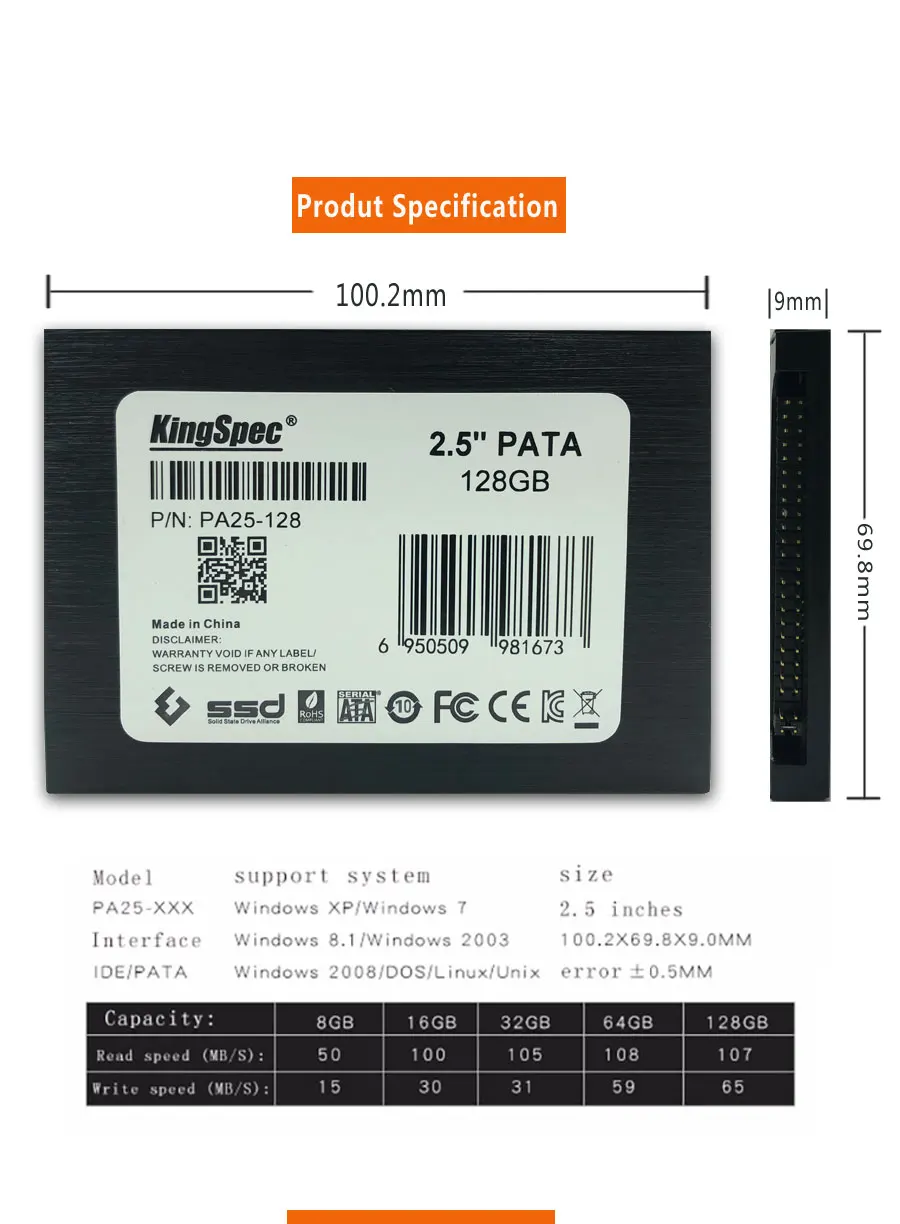 2.5 inch PATA 44pin IDE hd ssd 16GB 32GB 64GB 128GB 4C TLC Solid State Disk Flash Hard Drive IDE for Notebook Desktop