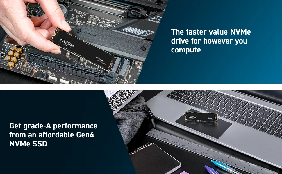 Crucial P3 Plus 1TB PCIe Gen4x4 3D NAND NVMe M.2 SSD 500GB 1TB 2TB, up to 5000MB/s（OEM package）