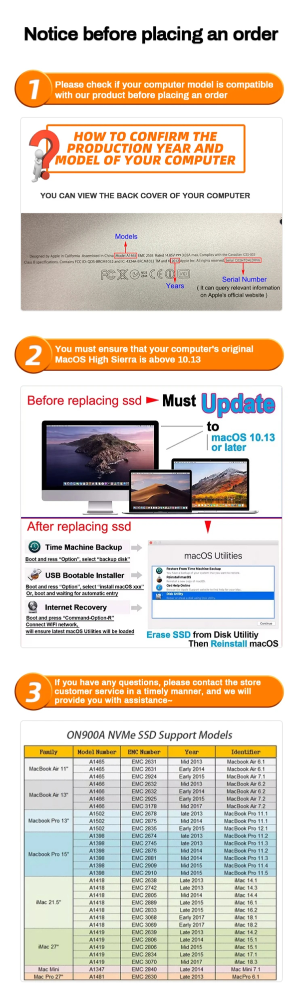 512GB 2TB SSD For 2013 2015 2017 Macbook Air A1465 A1466 Macbook Pro A1502 A1398 1TB iMac A1419 A1418 Internal Solid State Disk