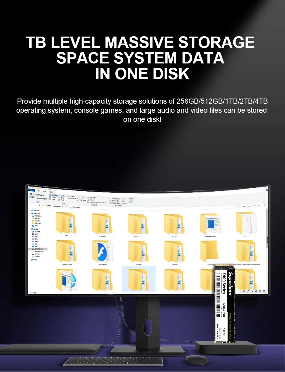 M2 SSD NVMe 256GB 128GB 512GB SUPERHEER M.2 PCIe 3.0 1TB Hard Drive 2280 Internal Solid State Disk for Laptop Desktop