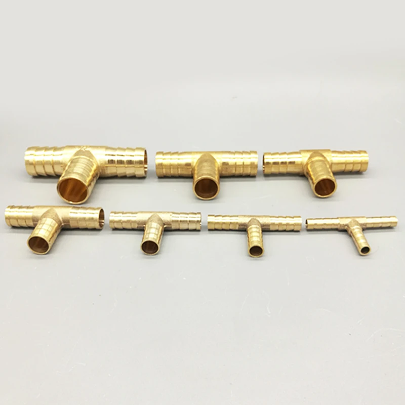 T way T-Shape Brass Barb Pipe Hose Fitting 3 way connector For 4mm 5mm 6mm 8mm 10mm 19mm hose copper Pagoda Water Tube Fittings