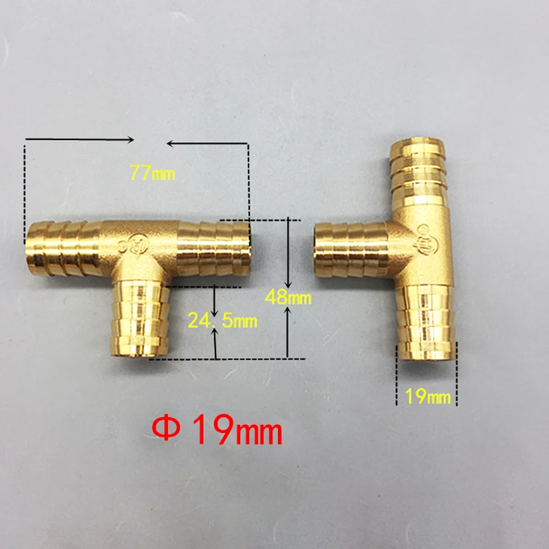 T way T-Shape Brass Barb Pipe Hose Fitting 3 way connector For 4mm 5mm 6mm 8mm 10mm 19mm hose copper Pagoda Water Tube Fittings