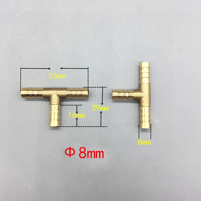 T way T-Shape Brass Barb Pipe Hose Fitting 3 way connector For 4mm 5mm 6mm 8mm 10mm 19mm hose copper Pagoda Water Tube Fittings