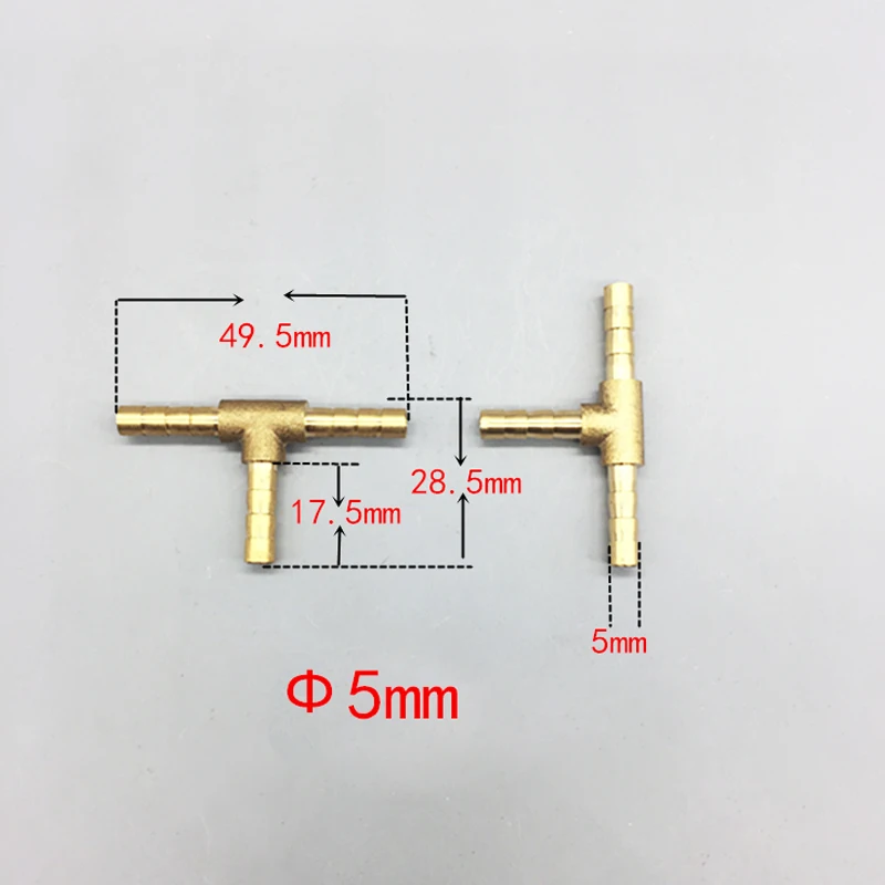 T way T-Shape Brass Barb Pipe Hose Fitting 3 way connector For 4mm 5mm 6mm 8mm 10mm 19mm hose copper Pagoda Water Tube Fittings