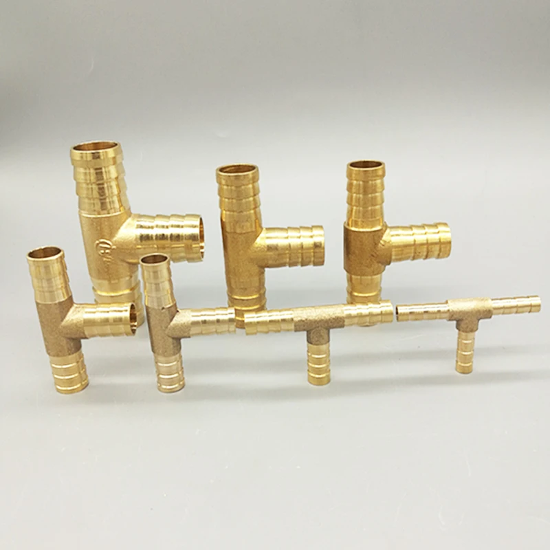 T way T-Shape Brass Barb Pipe Hose Fitting 3 way connector For 4mm 5mm 6mm 8mm 10mm 19mm hose copper Pagoda Water Tube Fittings