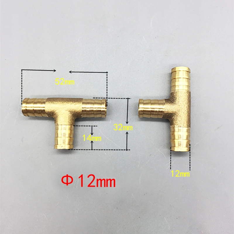 T way T-Shape Brass Barb Pipe Hose Fitting 3 way connector For 4mm 5mm 6mm 8mm 10mm 19mm hose copper Pagoda Water Tube Fittings