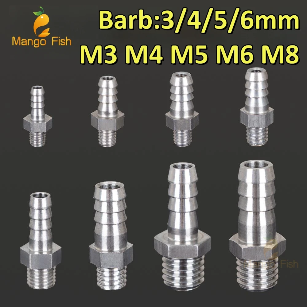 304 Stainless Steel Pagoda Connector 6/8/10/12mm Hose Barb Connector Hose Tail Thread 1/8 1/4 3/8BSP PC Male Brass Pipe Fittings 304 Stainless Steel Pagoda Connector 6/8/10/12mm Hose Barb Connector Hose Tail Thread 1/8 1/4 3/8BSP PC Male Brass Pipe Fittings