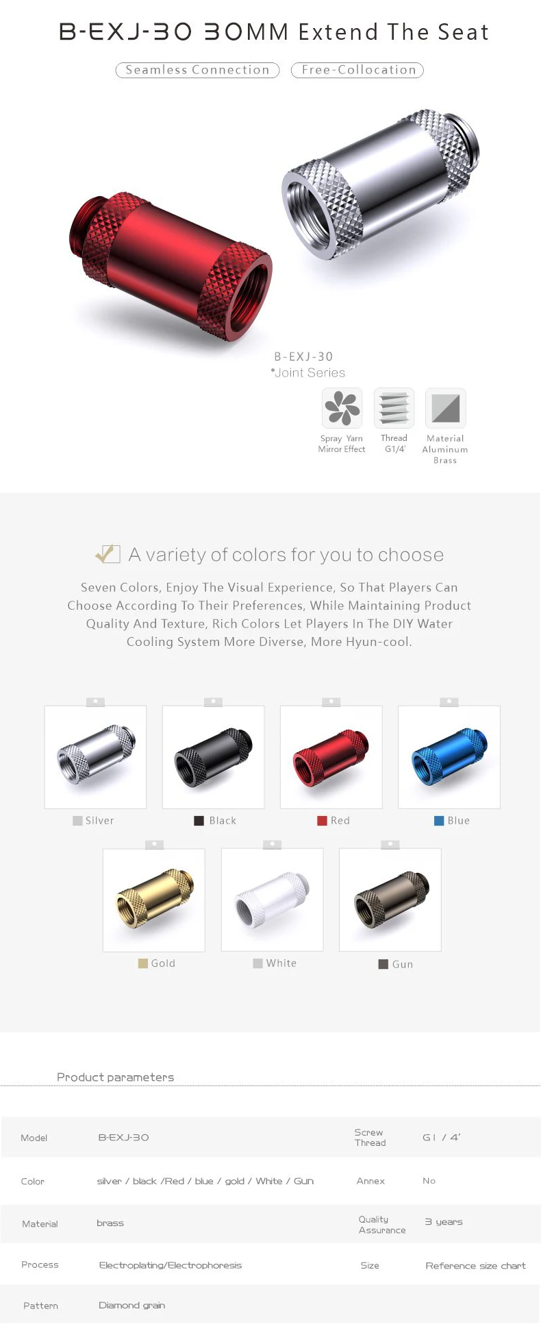 Bykski Extension Fitting Female to Male Compression Extender Adapter Connector B-EXJ-7.5/10/15/20/25/30/35/40/50mm Water Cooler Bykski Extension Fitting Female to Male Compression Extender Adapter Connector B-EXJ-7.5/10/15/20/25/30/35/40/50mm Water Cooler