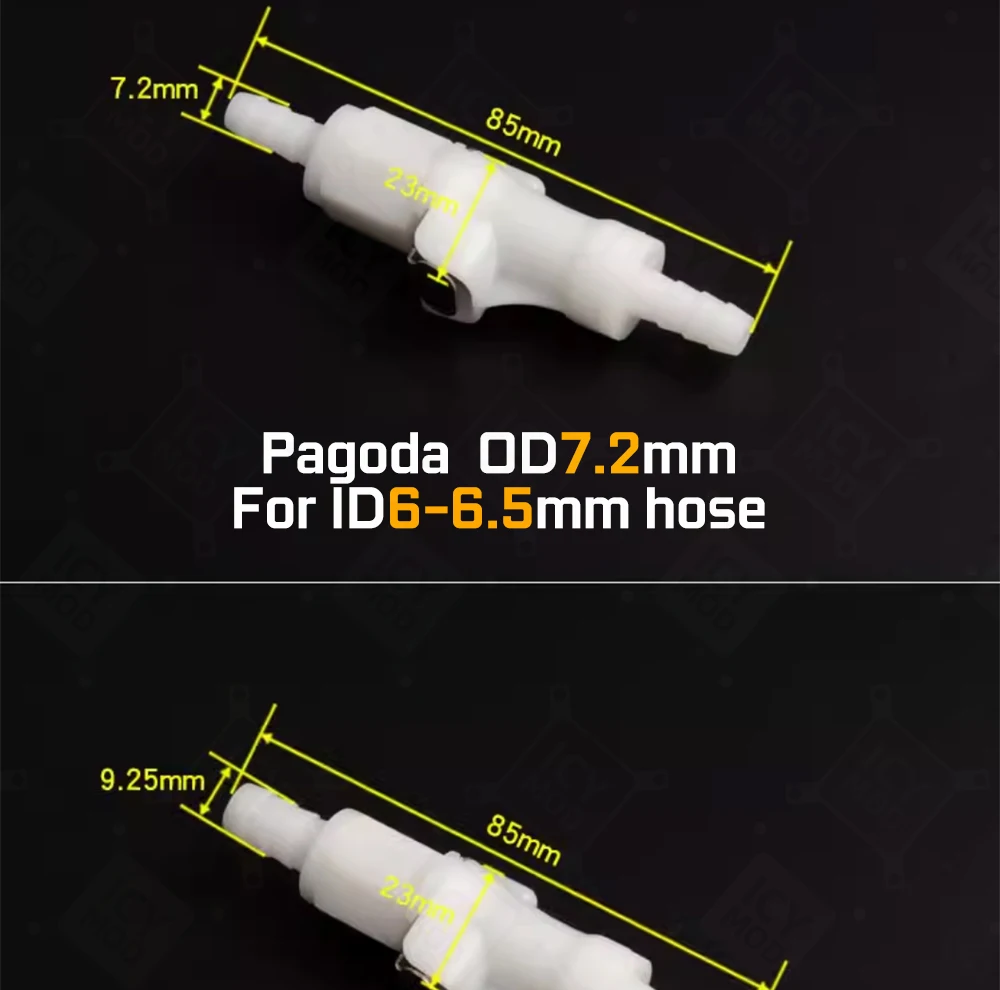 FREEZEMOD Bidirectional Quick Plug Water Stop Valve POM Material Double Pagoda Interface OD7.2mm/9.25mm/11.1mm PC Cooling MOD