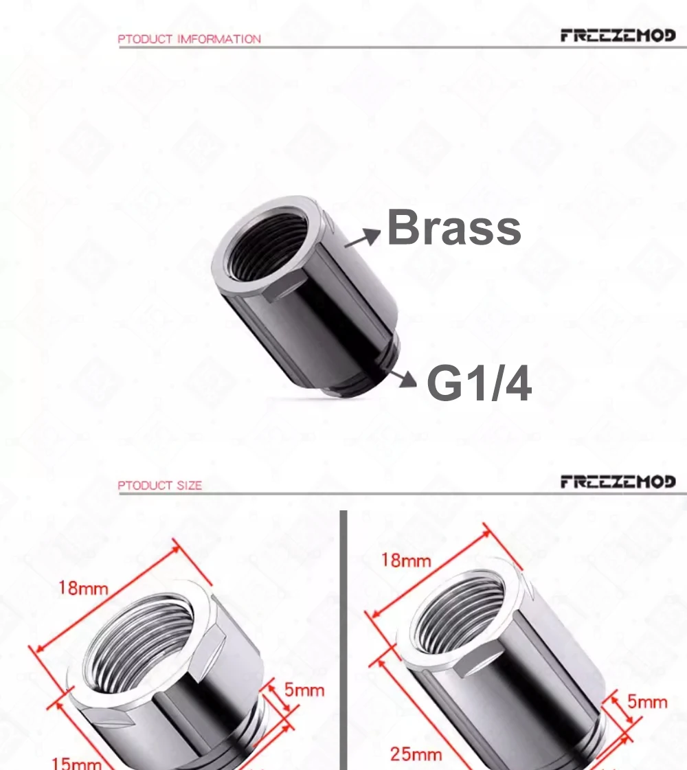 M-F Extender FREEZEMOD 10/20/30/40mm Hexagonal Fixed G1/4 Female To Male Adapter Brass Extension Fitting Water Cooling MOD