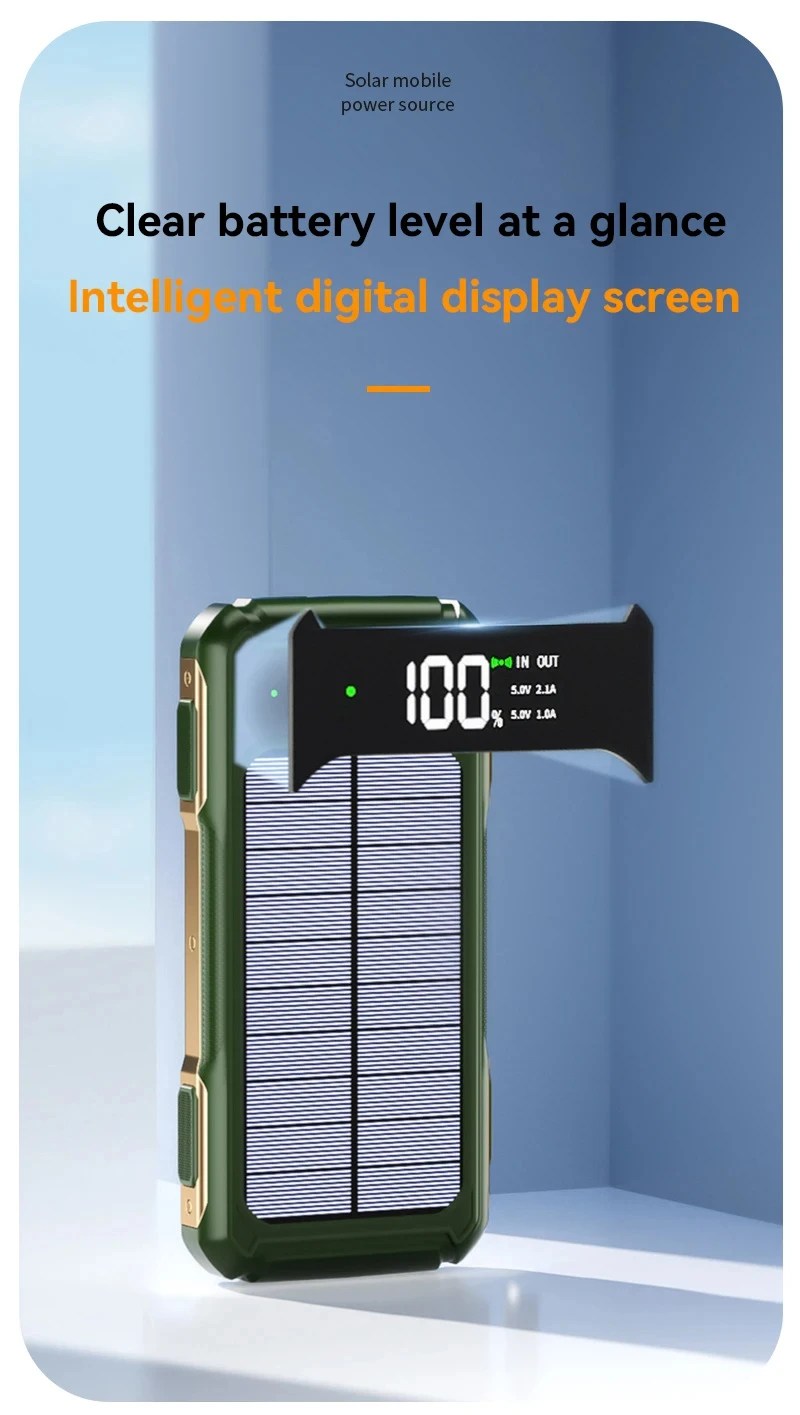500000mAh Large Capacity Solar Power Bank 4 in 1 Built in Cable Fastcharge Mobile Power Battery LED Light iPhone Samsung Xiaomi