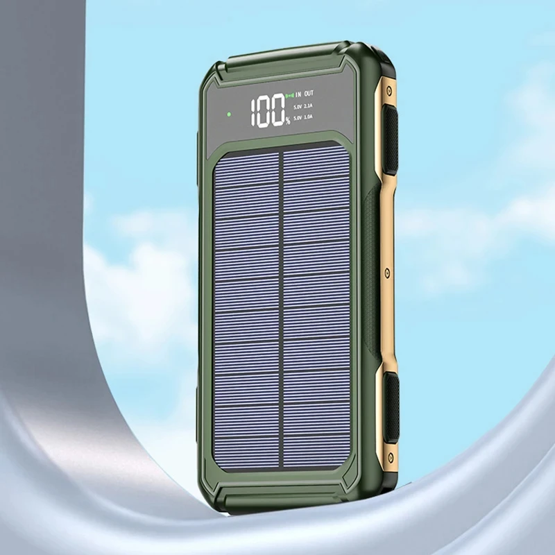 500000mAh Large Capacity Solar Power Bank 4 in 1 Built in Cable Fastcharge Mobile Power Battery LED Light iPhone Samsung Xiaomi