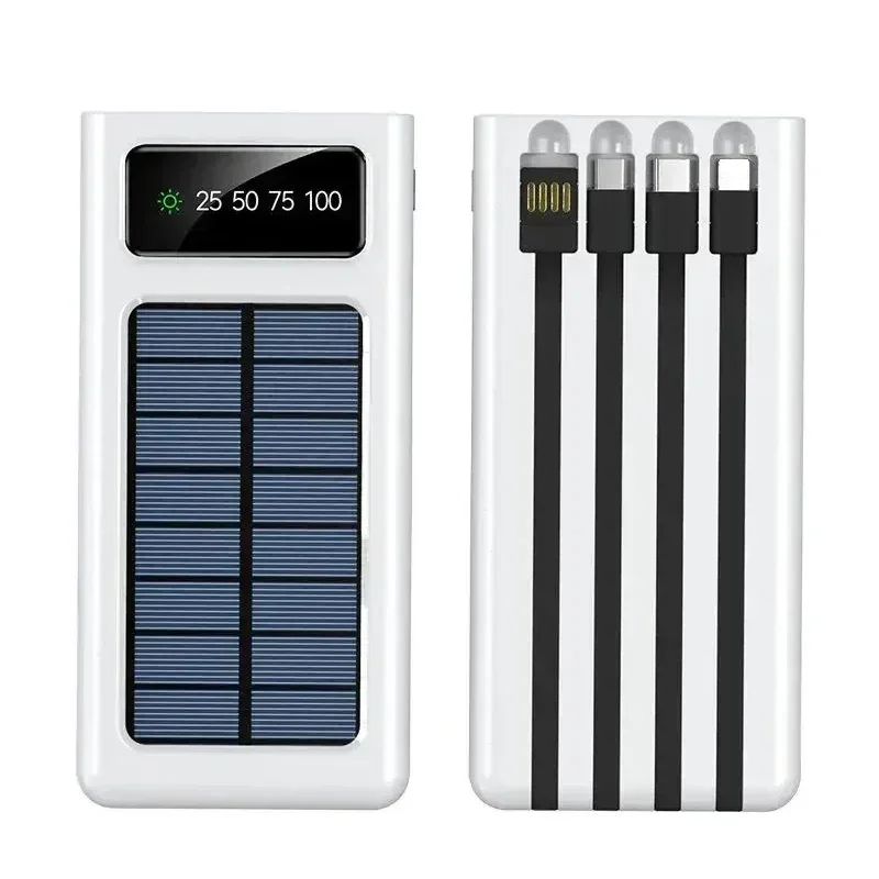 200000mAh Solar Power Bank Ultra Capacity USB 4 in1 Super Fast Charging USB TypeC LED Light Outdoor Power Bank For Xiaomi iPhone