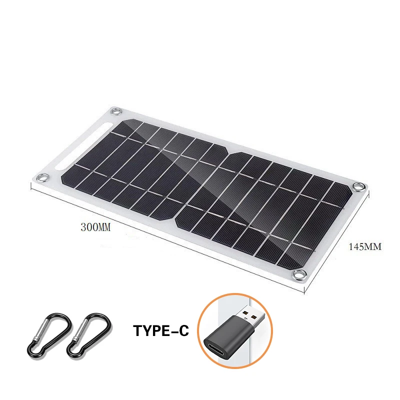 Solar Panel 30W USB Type-C Waterproof Outdoor Hiking Camping Portable Battery Mobile Phone Charging Bank Charging Panel 6.8V Solar Panel 30W USB Type-C Waterproof Outdoor Hiking Camping Portable Battery Mobile Phone Charging Bank Charging Panel 6.8V