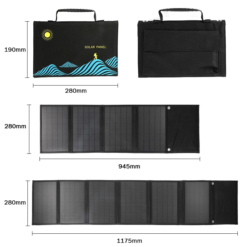 100W Solar Panel Folding Bag USB+DC Output Solar Charger Portable Foldable Solar Charging Device Outdoor Portable Power Supply