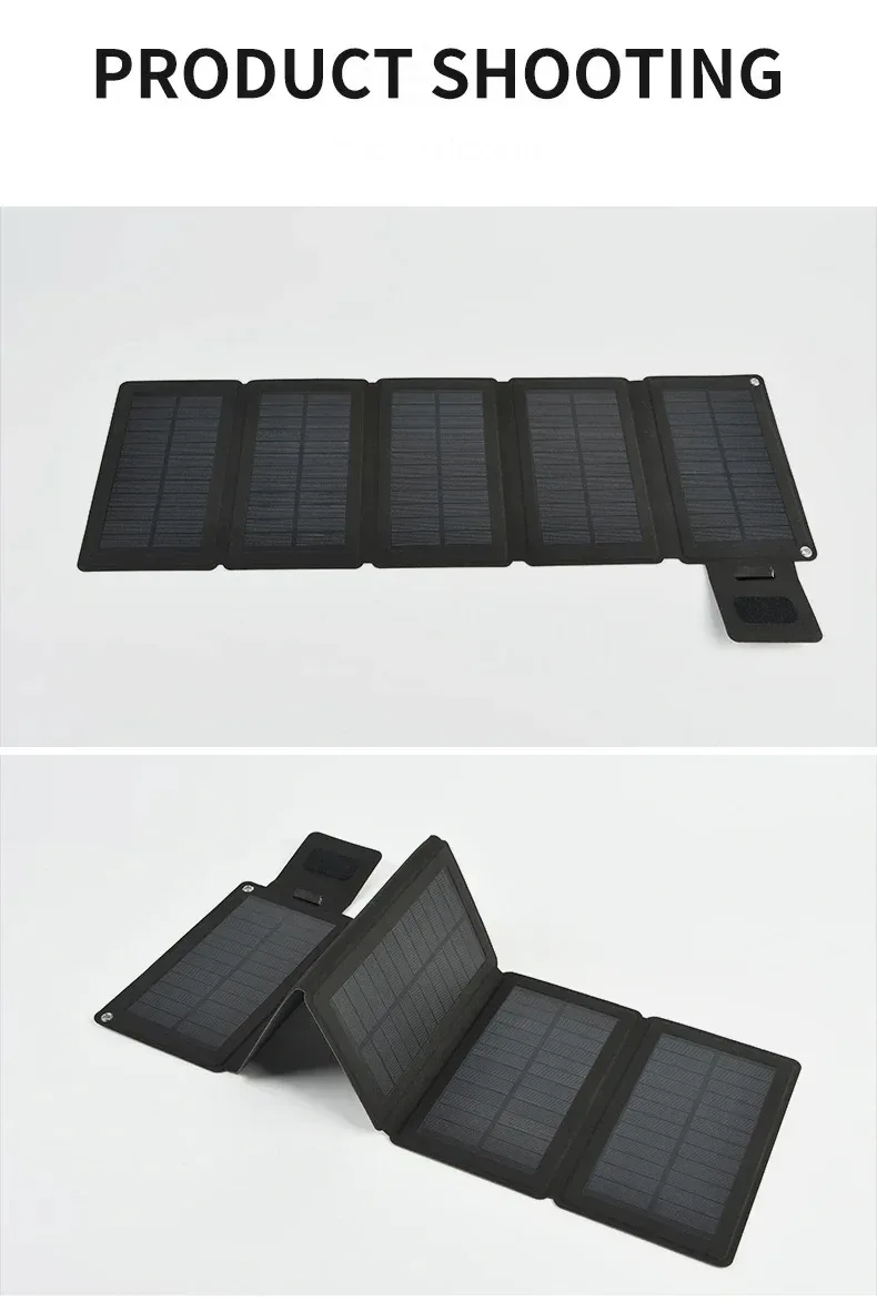 Foldable Solar Panel 5V USB Portable Battery Charger for Cell Phone Outdoor Waterproof Power Bank for Camping Accessories