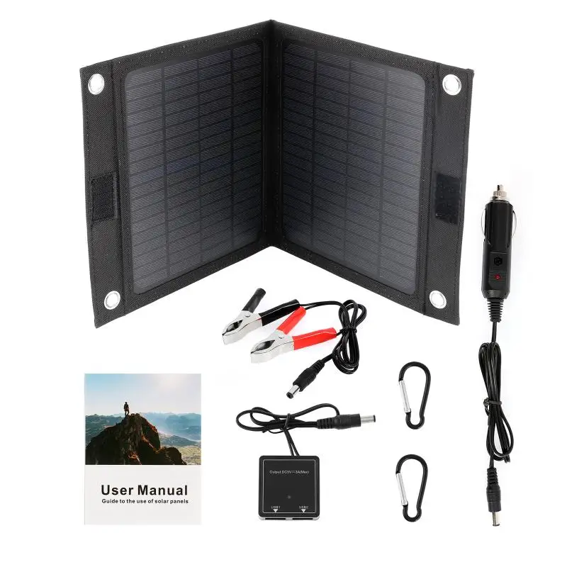 Outdoor Portable 12V 50W Folding Solar Panel Charger Foldable Solar Cell Power Bank for Mobile Phone Hiking Battery USB Port Outdoor Portable 12V 50W Folding Solar Panel Charger Foldable Solar Cell Power Bank for Mobile Phone Hiking Battery USB Port