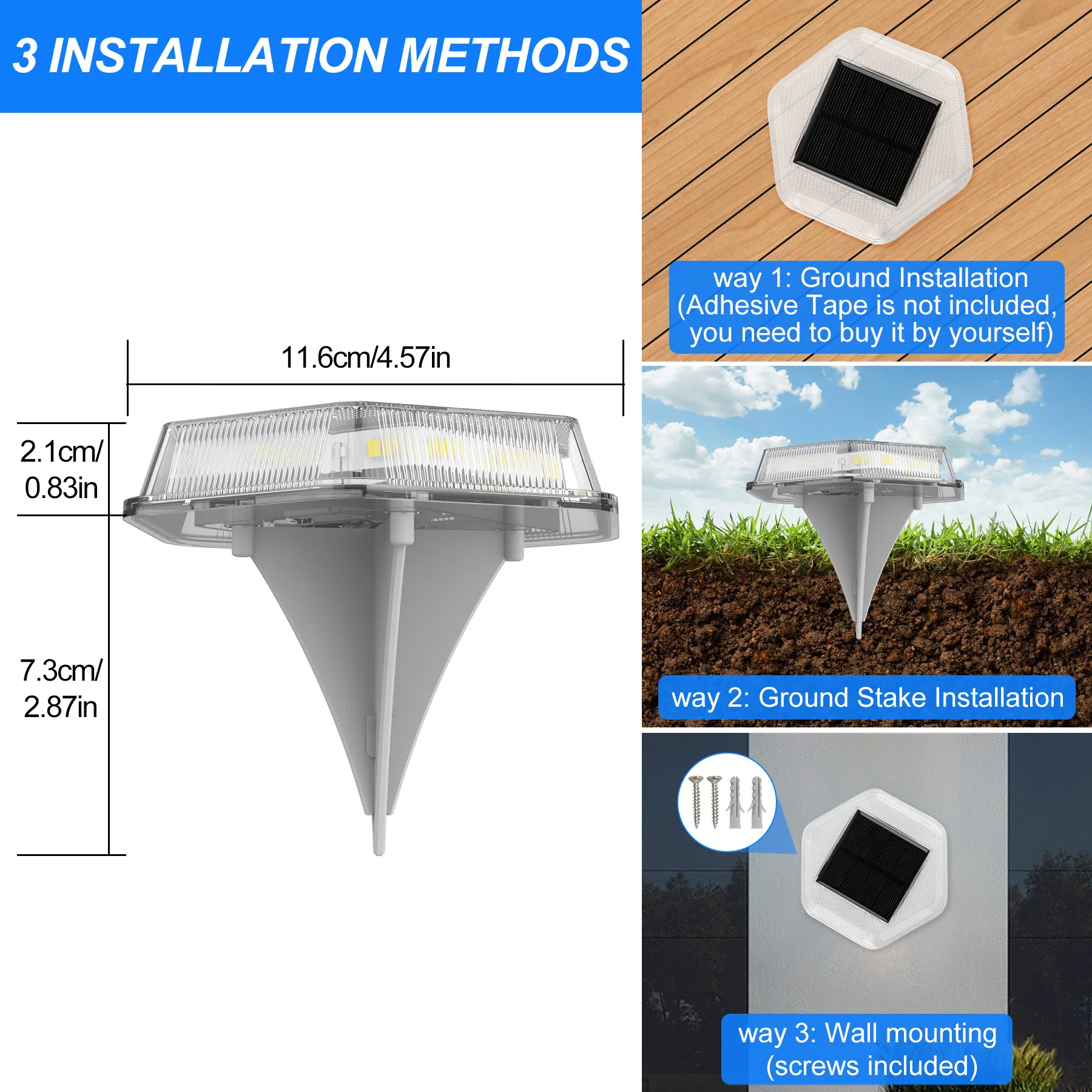 1PC 12LEDS Solar Ground Light Solar Light IP65 Waterproof Solar Garden Lamp Outdoor Courtyards Driveway Marker Light 3000K/6000K