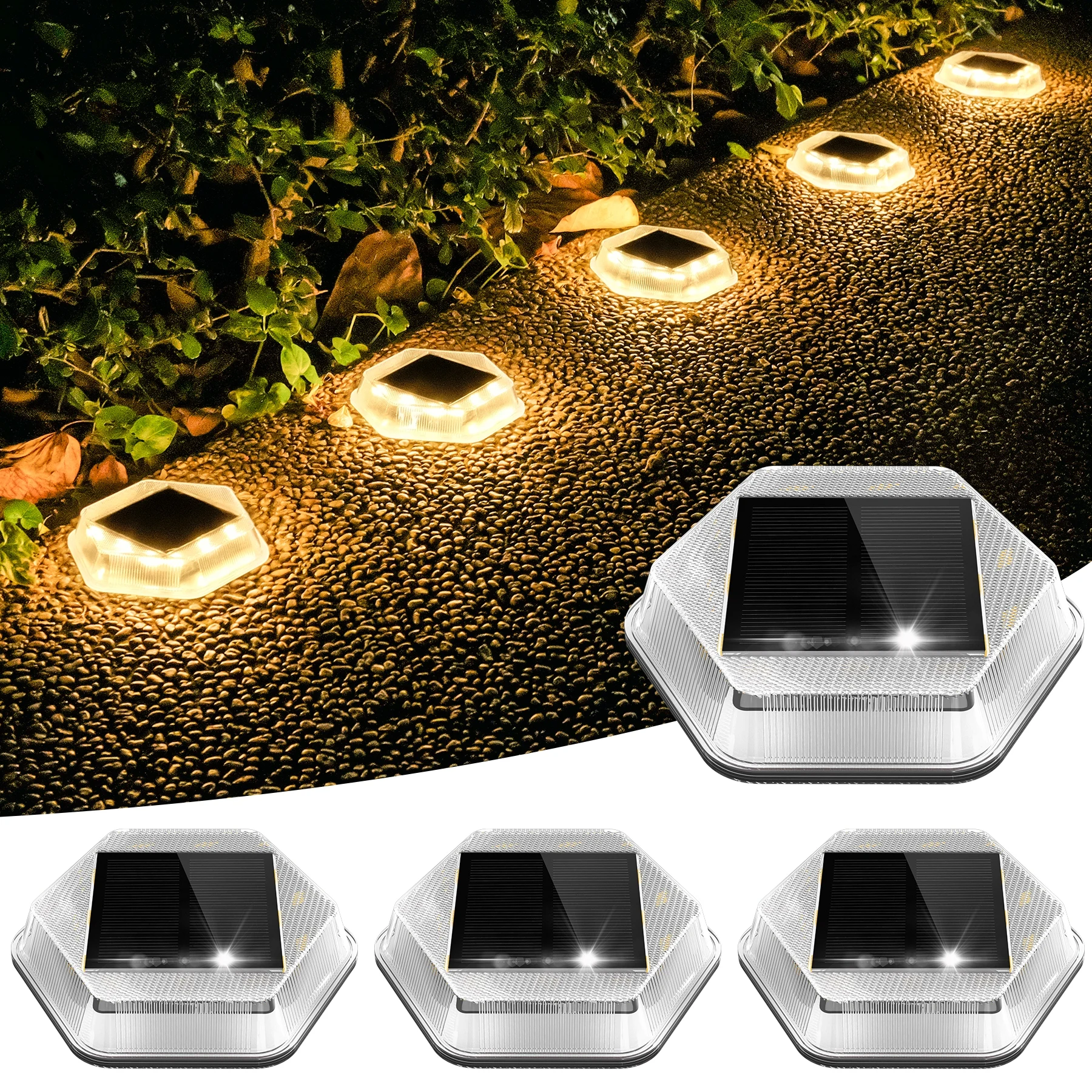 1PC 12LEDS Solar Ground Light Solar Light IP65 Waterproof Solar Garden Lamp Outdoor Courtyards Driveway Marker Light 3000K/6000K