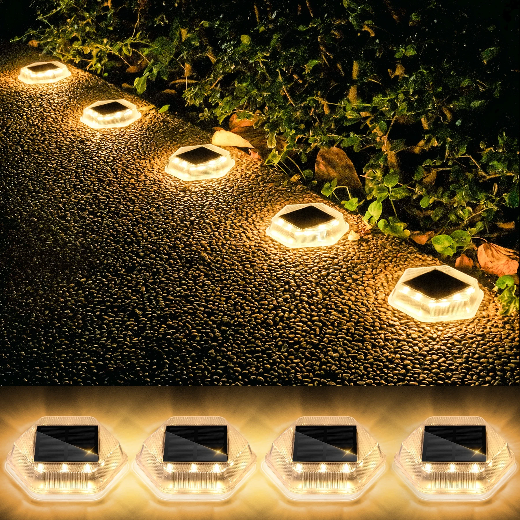 1PC 12LEDS Solar Ground Light Solar Light IP65 Waterproof Solar Garden Lamp Outdoor Courtyards Driveway Marker Light 3000K/6000K