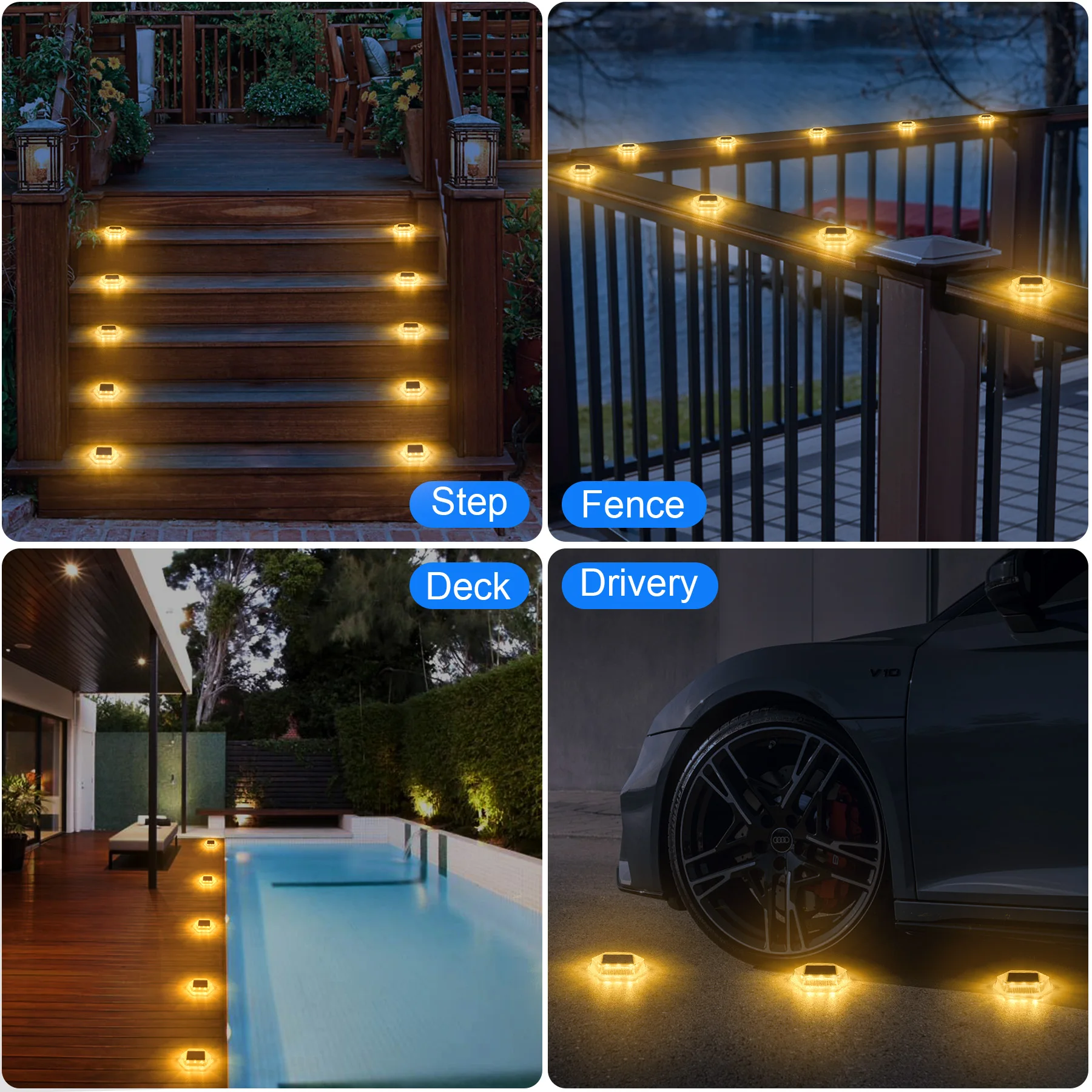 1PC 12LEDS Solar Ground Light Solar Light IP65 Waterproof Solar Garden Lamp Outdoor Courtyards Driveway Marker Light 3000K/6000K