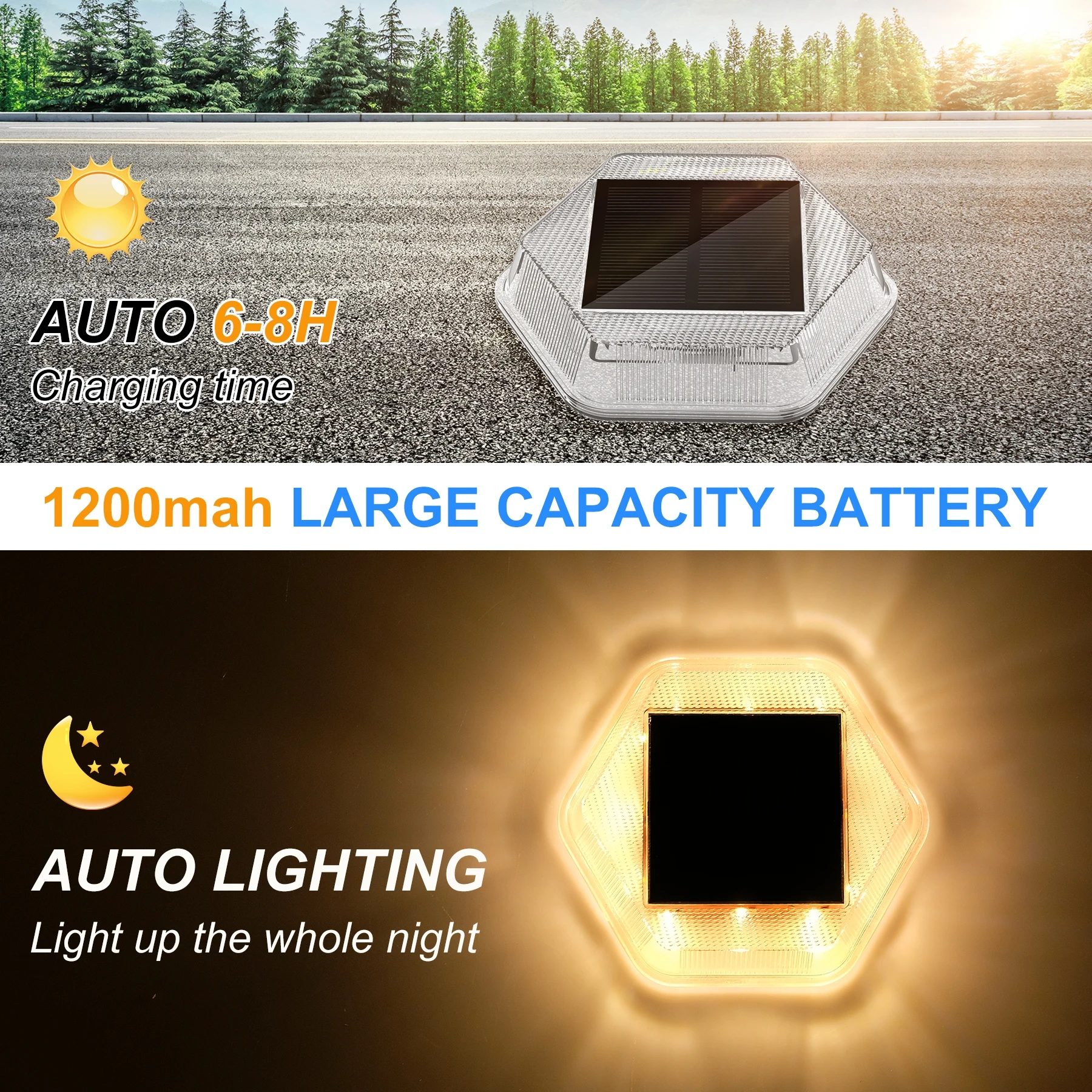 1PC 12LEDS Solar Ground Light Solar Light IP65 Waterproof Solar Garden Lamp Outdoor Courtyards Driveway Marker Light 3000K/6000K