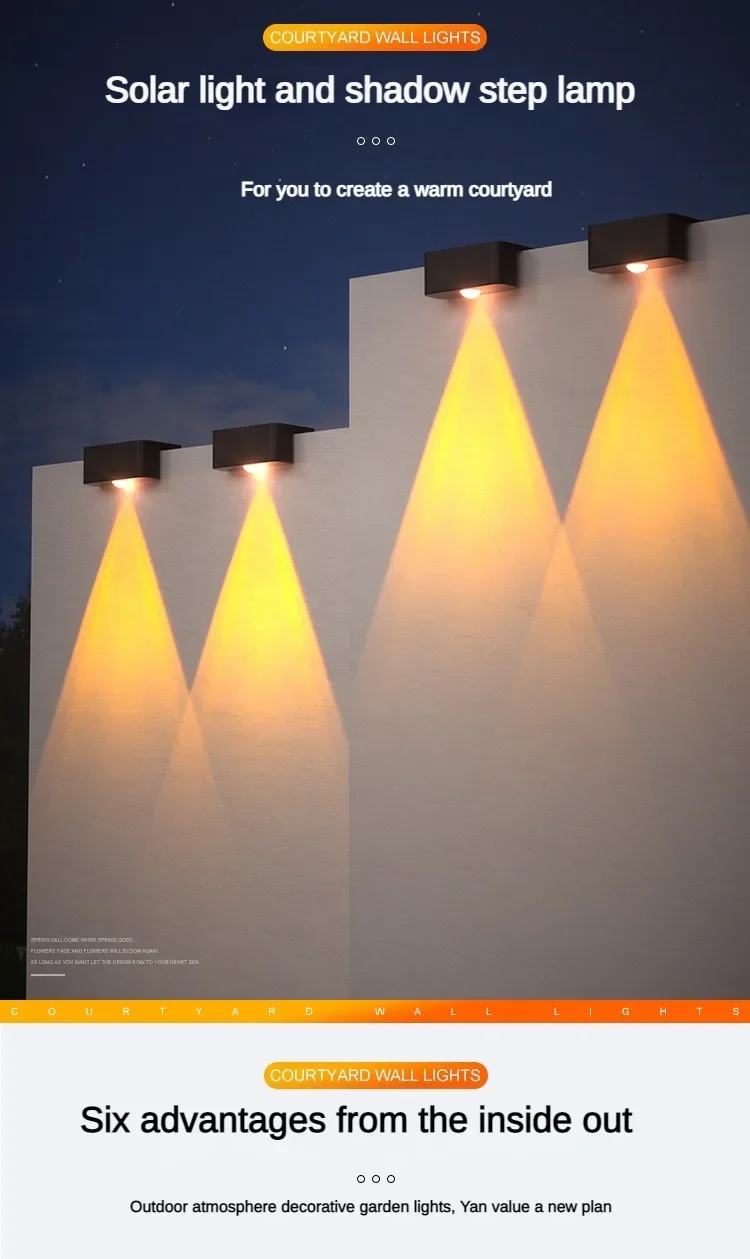 Solar Wall Lamp Outdoor Waterproof Solar Powered Light UP and Down Illuminate Home Garden Yard Decoration Outside Sunlights