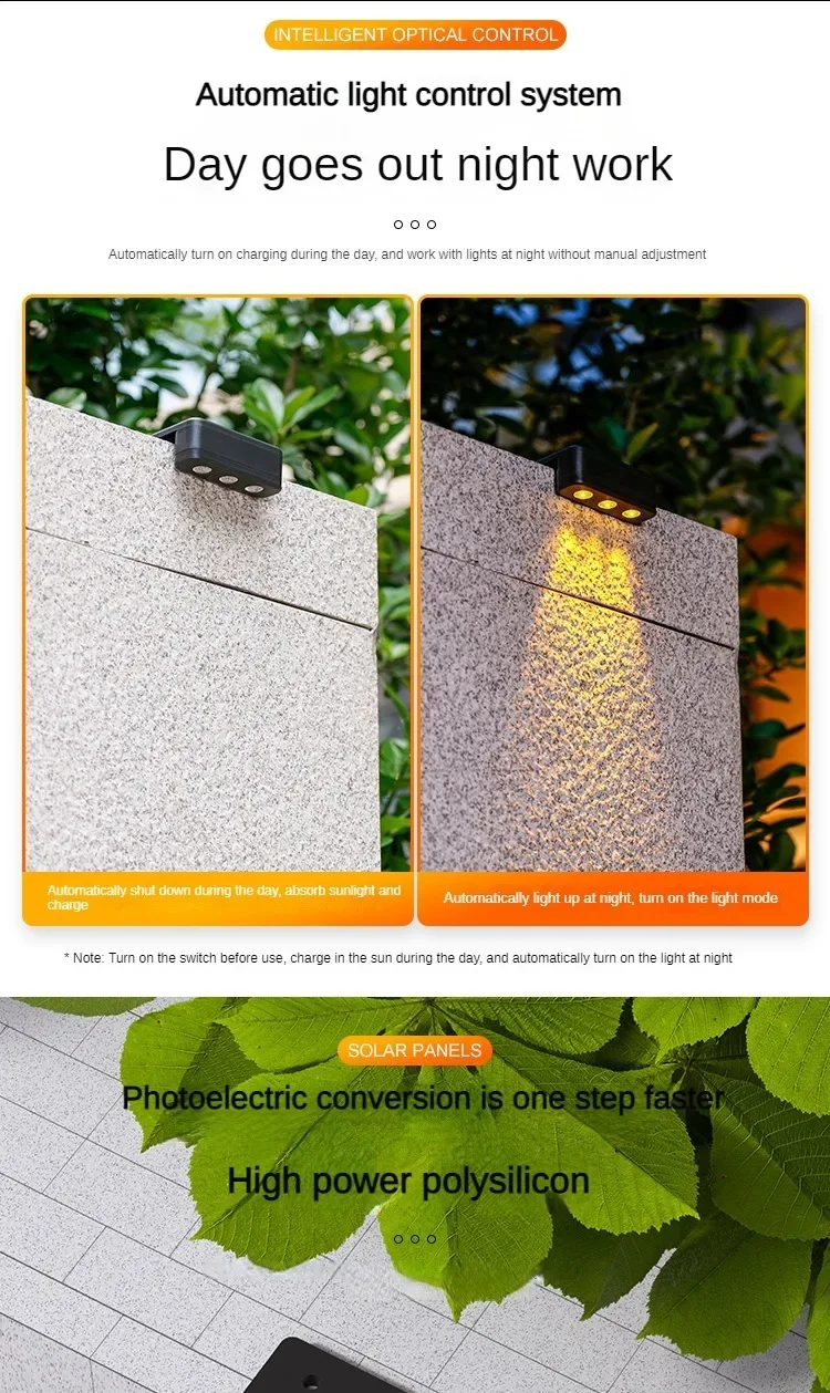 Solar Wall Lamp Outdoor Waterproof Solar Powered Light UP and Down Illuminate Home Garden Yard Decoration Outside Sunlights