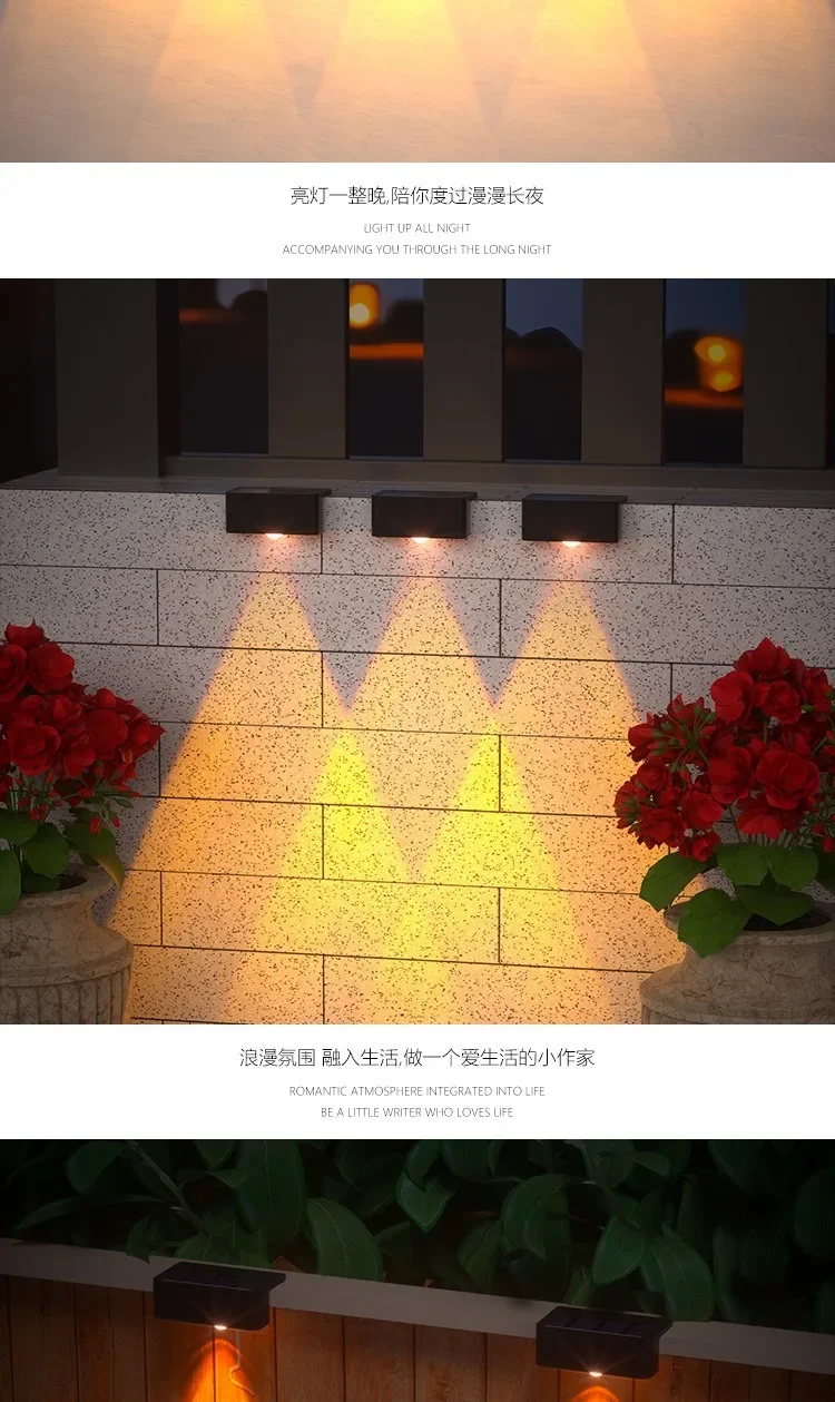 Solar Wall Lamp Outdoor Waterproof Solar Powered Light UP and Down Illuminate Home Garden Yard Decoration Outside Sunlights