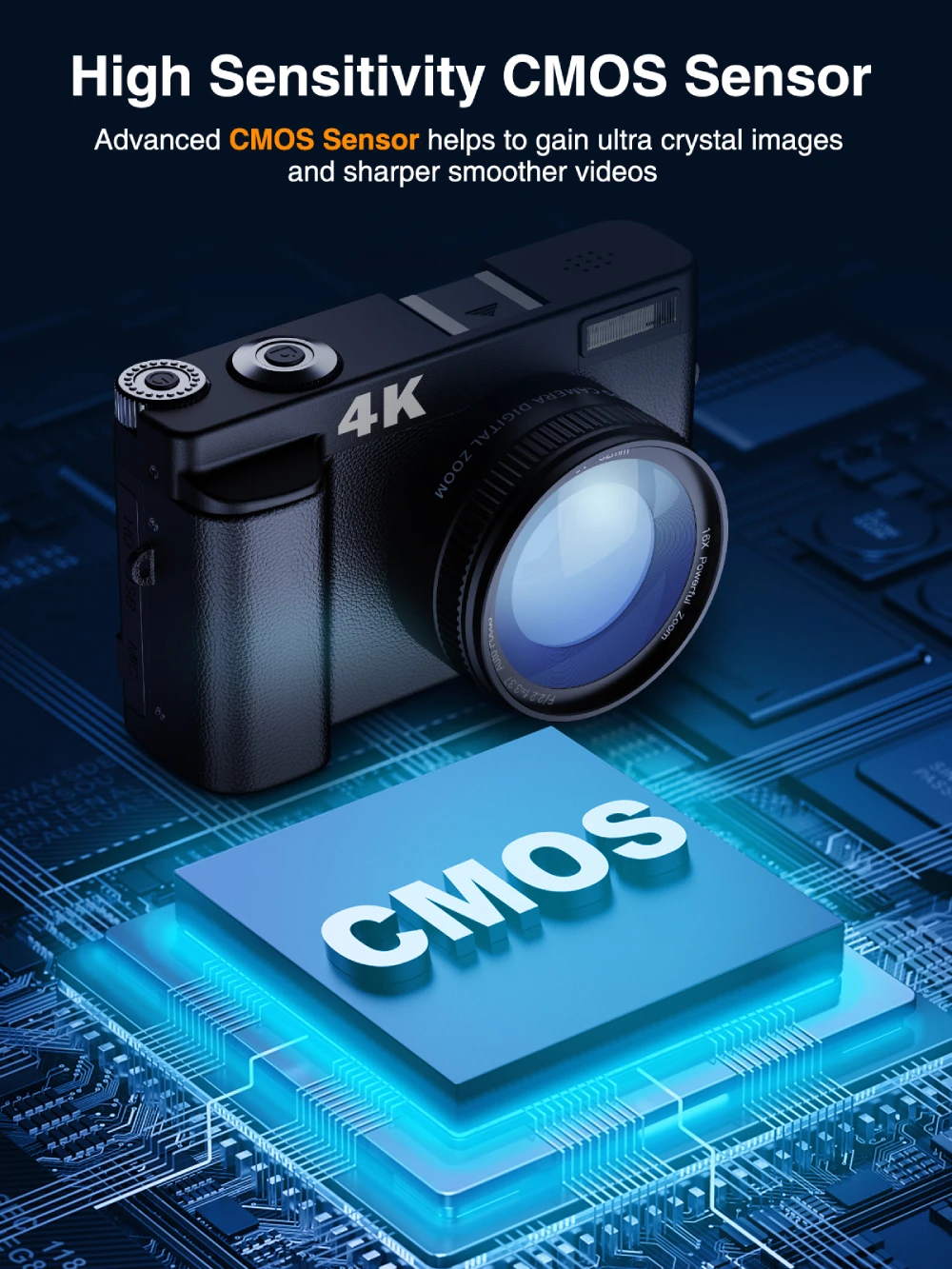 4K Digital Camera for Photography and Video Autofocus Anti-Shake 48MP Compact Vlogging Camera 3'' 180° Flip Screen with Flash 4K Digital Camera for Photography and Video Autofocus Anti-Shake 48MP Compact Vlogging Camera 3'' 180° Flip Screen with Flash