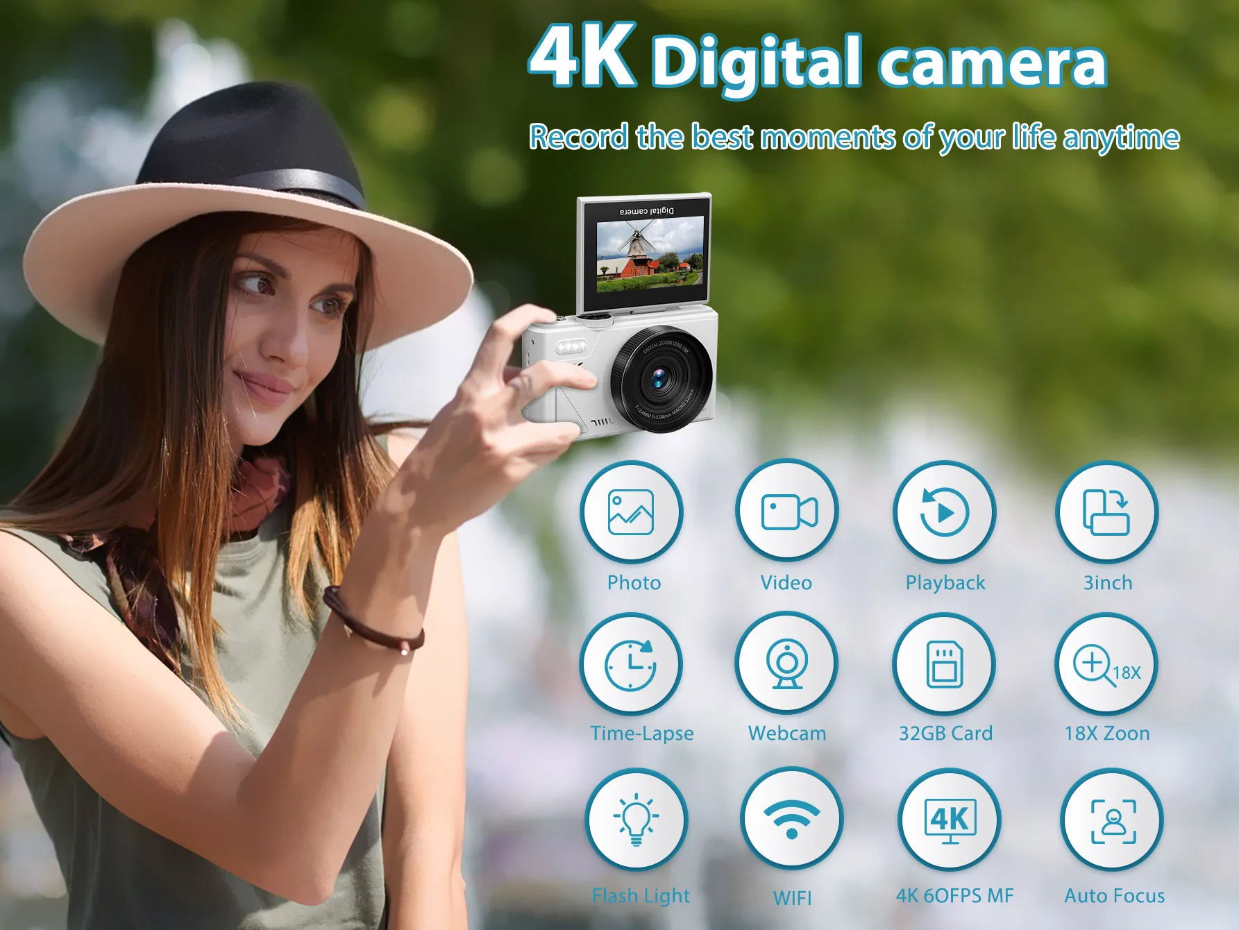 4K Digital Camera for Photography and 18X Digital Zoom Camera 64MP Compact Vlogging You Tube Camera 3'' Flip Screen with Flash 4K Digital Camera for Photography and 18X Digital Zoom Camera 64MP Compact Vlogging You Tube Camera 3'' Flip Screen with Flash