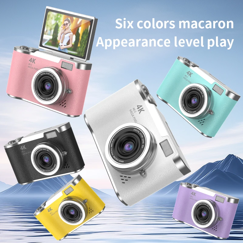 4K CCD 8X Digital Zoom Digital Camera for Student 48MP Compact Digital Photography Camera 180°Flip Screen Selfile Camera RENEAR