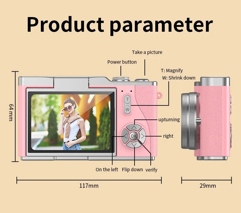 4K CCD 8X Digital Zoom Digital Camera for Student 48MP Compact Digital Photography Camera 180°Flip Screen Selfile Camera RENEAR 4K CCD 8X Digital Zoom Digital Camera for Student 48MP Compact Digital Photography Camera 180°Flip Screen Selfile Camera RENEAR