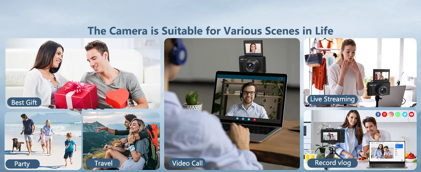 4K compact digital photography camera, 18x digital zoom, vintage vlog video recorder for YouTube, 180° flip screen, WiFi webcam