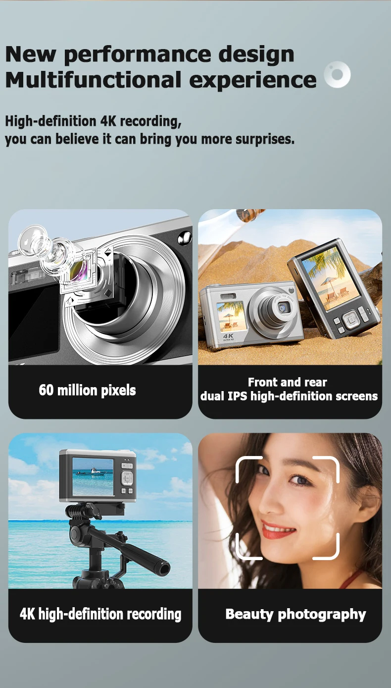 4K HD Telescopic Lens High-Definition Dual Screen Digital Camera 16x Optical Zoom Waterproof Camera Selfie Beauty Home Camera 4K HD Telescopic Lens High-Definition Dual Screen Digital Camera 16x Optical Zoom Waterproof Camera Selfie Beauty Home Camera