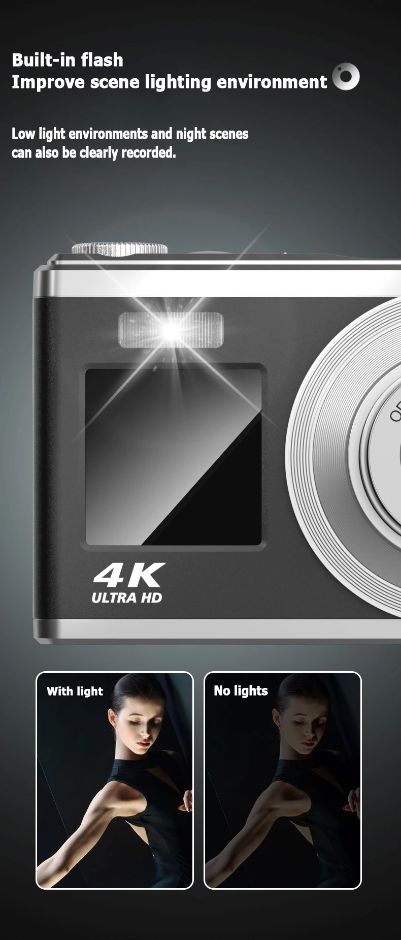 4K HD Telescopic Lens High-Definition Dual Screen Digital Camera 16x Optical Zoom Waterproof Camera Selfie Beauty Home Camera 4K HD Telescopic Lens High-Definition Dual Screen Digital Camera 16x Optical Zoom Waterproof Camera Selfie Beauty Home Camera